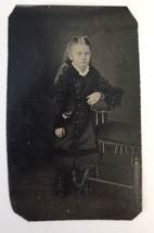 Antique Tintype Photo of Little Girl with Crazy Possessed Looking Eyes Creepy - £20.73 GBP