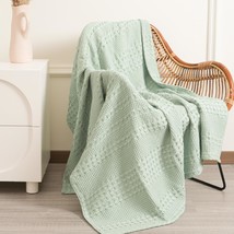 Phf 100% Cotton Waffle Weave Throw Blanket - Lightweight Washed, Sage Green - $44.99