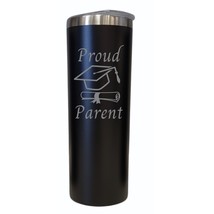 Graduation Proud Parent Black 20oz Skinny Tumbler LA5080 - £16.01 GBP