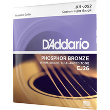 D&#39;Addario EJ26 Acoustic Guitar Strings Custom Light Phosphor Bronze 11-52 - £15.68 GBP