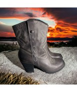 Gianni Bini Pumice Gray Leather Boots Women Size 8M Wild Western Cowgirl... - $58.02 CAD