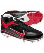 Mens Baseball Cleats Nike Air Show Elite Black Red Low Metal Shoes $80-s... - £15.64 GBP