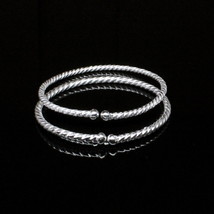 Sterling Silver Kids Bangles adjustable Bracelet - Pair - £32.79 GBP