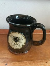 Estate Sunset Hill Black &amp; Brown Stoneware Helbachs Coffee House Advertising Cup - £11.90 GBP