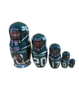 NY Jets Nesting Doll/5-pc Set/Russia/Handmade/4.5&quot; Tall/Signed - $17.59