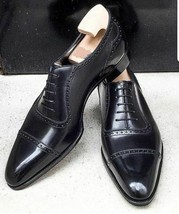 Men&#39;s handmade black leather formal lace up dress shoes custom made on order - £126.55 GBP