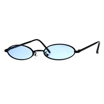 Super Skinny Sunglasses Womens Oval Flat Metal Frame Color Lens UV400 - £8.79 GBP