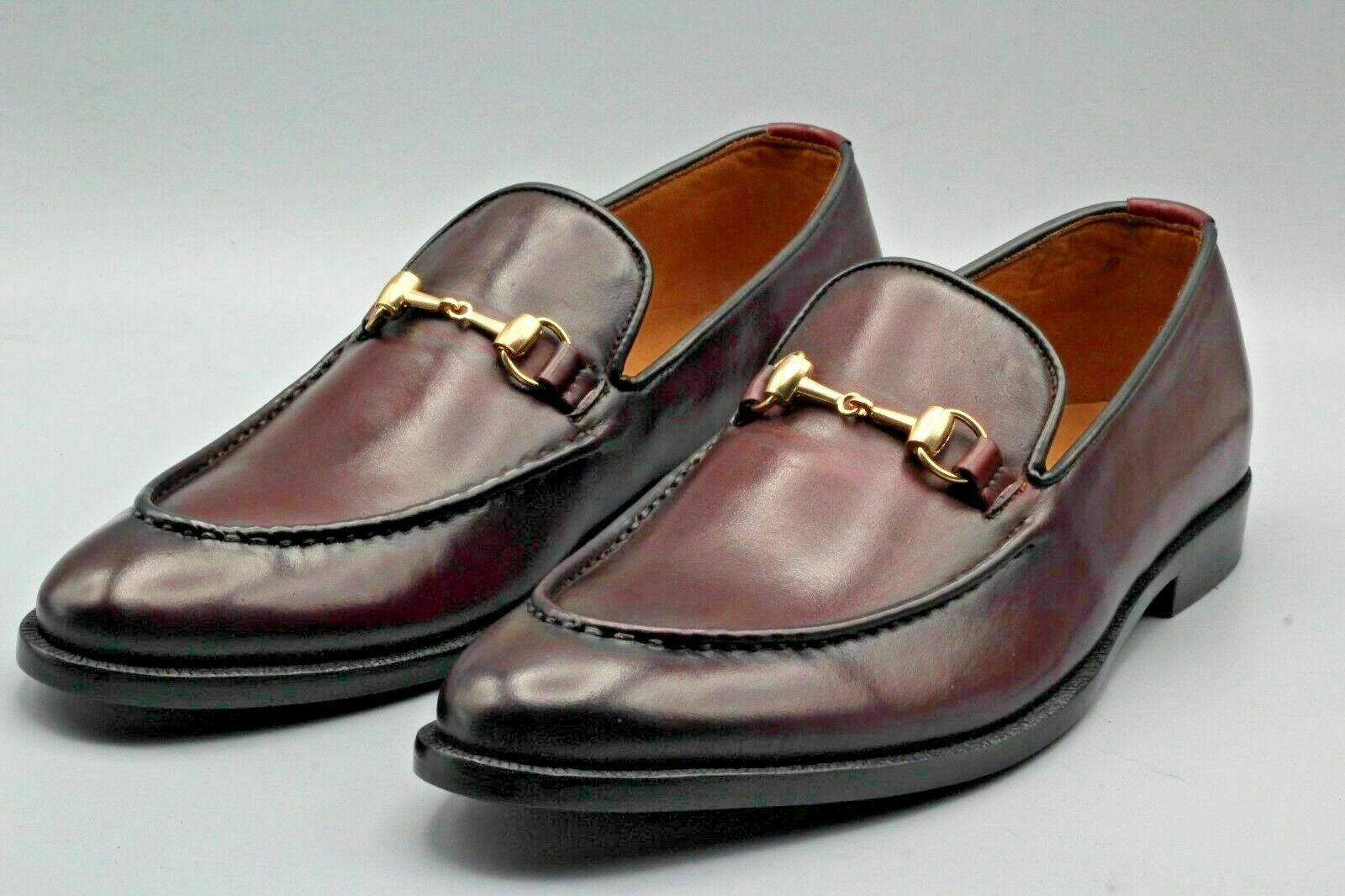 Herren handgefertigte echte braun schattierte Leder Mokassin, Slip Ons Schuh 201