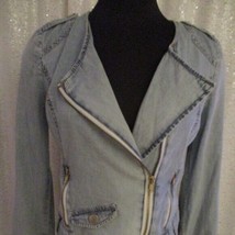 GB Gianna Bini Jean Like Long Sleeve Zipper Front Closure Women&#39;s Jacket, Medium - £17.89 GBP