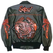 Spider-man Unisex Adult Bomber Leather Jacket EX 0663RM - £233.53 GBP