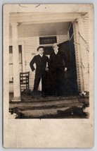 RPPC Two Dapper Young Men Pose For Photo On Porch Postcard M28 - £6.22 GBP