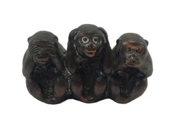 Three Wise Monkeys See No Evil Hear No Evil Speak No Evil Small Brass Figure - £7.92 GBP