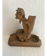 Vintage Wood Carving Folk Art Man Pooping Figurine - $1,147.82 MXN