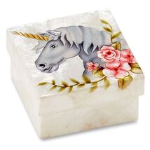 Unicorn Capiz Jewelry Trinket Keepsake Box Container New - $19.98