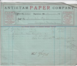 Antique Invoice Antietam Paper Company Hagerstown MD 1908 - £10.95 GBP
