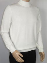 Men's Sweater Knit By BRANGO Turkey Mock Neck Cotton Blend 21050 White image 9