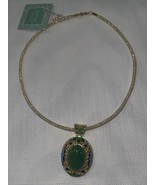 Sj Pearl Large Green Agate Enamel Necklace GENUINE STONE NEW - $1,770.83 MXN