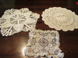 &quot;&quot;3 ASSORTED DOILIES&quot;&quot; - 1  LARGER HEAVIER COTTON - $8.89