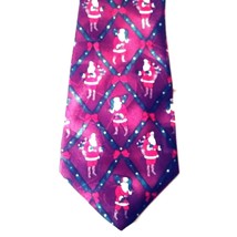 Santa Claus Father Christmas Tie 58&quot; Burgundy Thinking of You Ties USA C... - £6.68 GBP