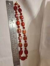 MONET Mottled Swirled Red Glass Stone Beaded Necklace Signed Vintage Nec... - £17.63 GBP