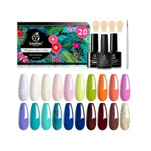 Beetles 20 Piece Gel Nail Polish Set | Nude Glitter White with Gel Top C... - £78.34 GBP