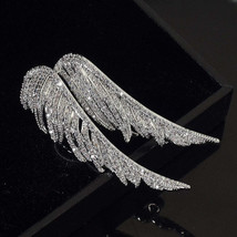 Elegant Angel Wings Rhinestone Brooches Pin For Women Glitter Collar Pin Clothes - £2.31 GBP