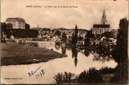 La Ville Vue De La Route De Pinza Sablé-sur-sarthe Francia Unp 1910s Cartolina - £12.65 GBP