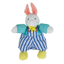 Hallmark Hugsley Bunny Rabbit Plush Stuffed Animal Blue Stripe Overalls No Tag 9 - £8.64 GBP