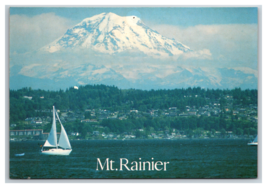 Mt. Rainier and Sailboat on the Puget Sound Washington State Postcard Unposted - £3.84 GBP