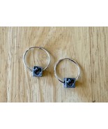 Minnie Mouse Disney Pewter &amp; Heart Earrings, Silver-tone Round Loop EUC - $15.84