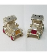 Antique Car Salt Pepper Shakers Metal 1950s Japan Splash of Color Vintage - $11.35