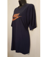 Nike Navy Blue T Shirt Orange Swoosh Logo size Large - £11.70 GBP