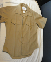 Military US Marine Corp USMC Mans Poly Wool Khaki Tan 2122 Short Sleeve Shirt 16 - £17.76 GBP