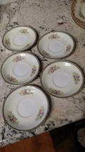 NORITAKE 5 saucers light blue rim - $30.00