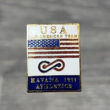 VTG 1991 USA Pan American Team Pin Button Hat Lapel Tie Havana Cuba Olympic Flag - £3.35 GBP