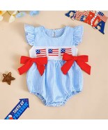 NEW Baby Girls Patriotic 4th of July Flag Plaid Romper Jumpsuit - $247.28 MXN