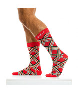 9 to 12in Modus Vivendi Sock CHECK Ribbed Cuffs Socks Cotton Red XS2014 MS1 - £17.52 GBP