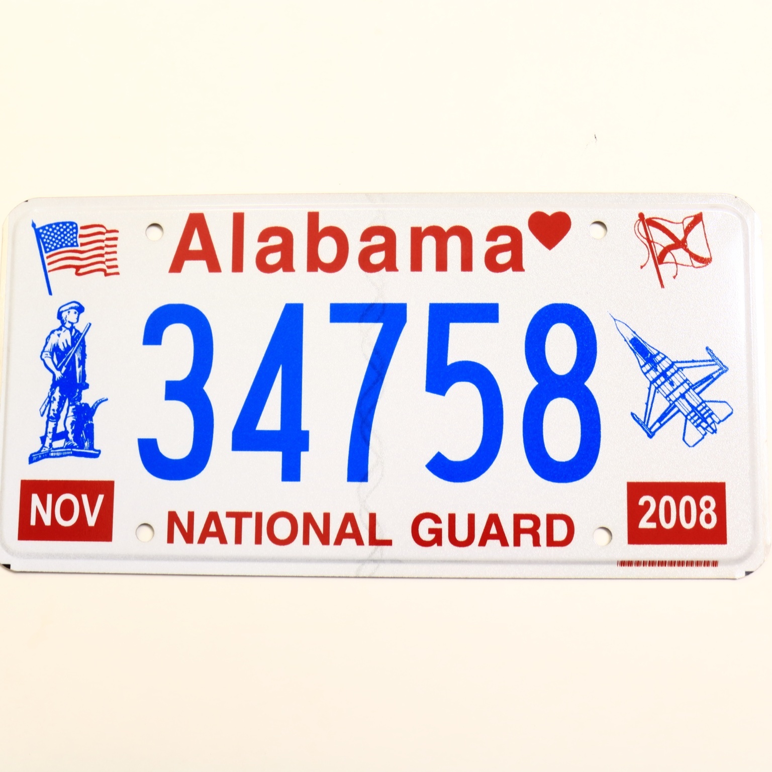 Untagged United States Alabama National Guard Passenger License Plate 34758 - $11.87