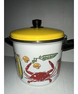 Vintage West Bend Enamelware Pot 5 Qt Canning Steamer w/ Basket Used See... - $27.10