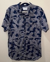 Paper Denim &amp; Cloth Mens Button-up Shirt Size XL Tropical Leaves Blue Gray - £11.66 GBP