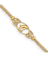 14k Polished Dolphin and Filigree Bismark Chain 9 inch Anklet ANK2 - $742.48 CAD