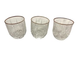 Set of 3 Vintage Crystal whiskey Scotch Glasses Gold Trim - £32.23 GBP