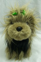 Battat Furry Yorkshire Terrier Puppy Dog W/ Green Bow 9&quot; Plush Stuffed Animal - £15.50 GBP