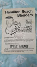 Instructions For Hamilton Beach Blenders - £4.75 GBP