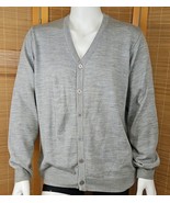 Harriton Grandpa Sweater Mens Sz L Gray Heather VNeck Cardigan Anti Pill... - €20,59 EUR