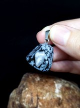 OPEN VESSEL: Snowflake Obsidian with Rose Quartz Natural Gemstone Pendant OOAK - £59.95 GBP