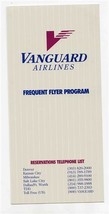 Vanguard Airlines Frequent Flyer Program Brochure 1980&#39;s - £11.07 GBP