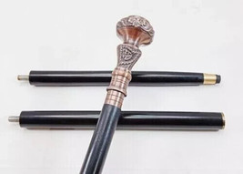 Copper Antique Finish Compass Handle Walking Cane Victorian Wooden Walki... - $36.99