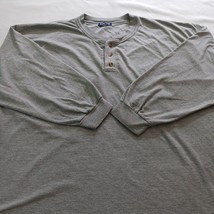 Puritan Henley Men's Gray Shirt Long Sleeve Measured Size 3XL image 5
