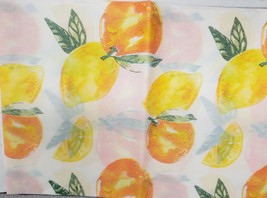 Thin Peva Vinyl Tablecloth 60&quot; Round (4-6 People) Fruits, Apples &amp; Lemons, Gr - £7.11 GBP